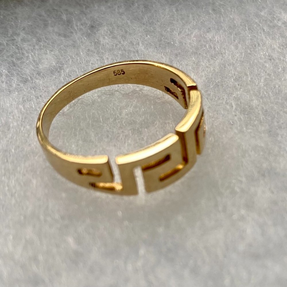 14k Yellow Gold Stackable Greek Symbol Ring, Size… - image 4